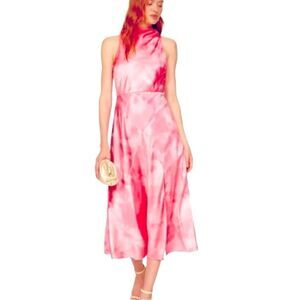 Ted Baker Foreste Cowl Neck Midi Dress Barbie Pink Ted Size 3